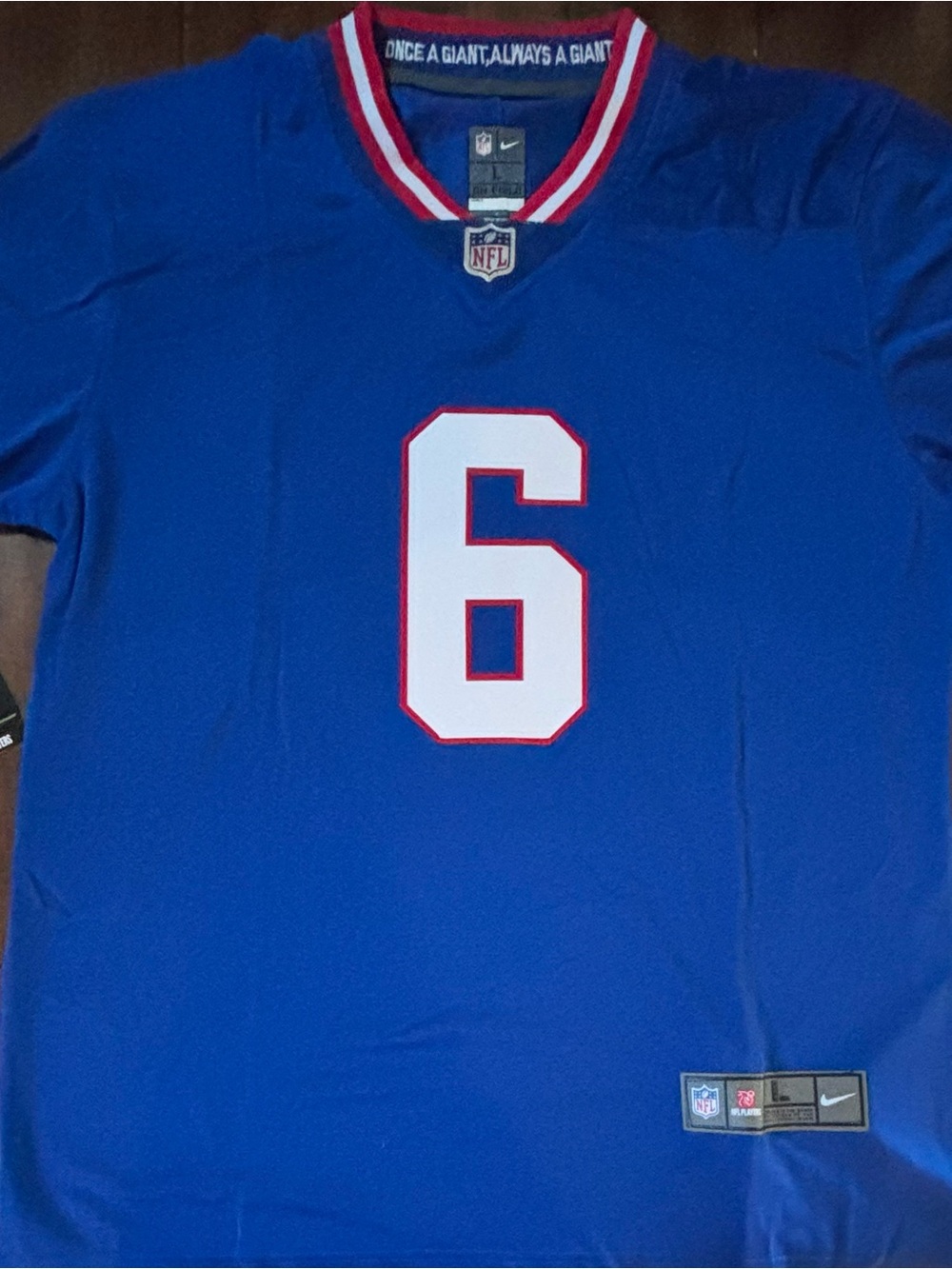 Nike Men’s Royal Blue Football Jersey with White & Red Trim #6